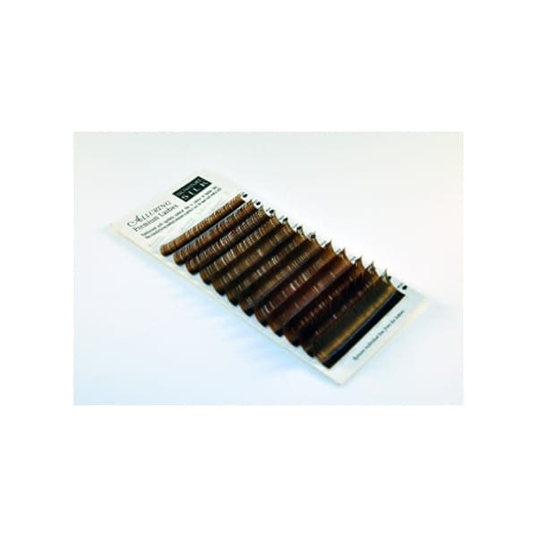 A package of individual lashes in brown color.