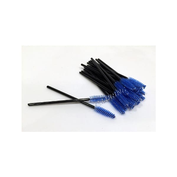 A bunch of blue and black brushes on top of each other.