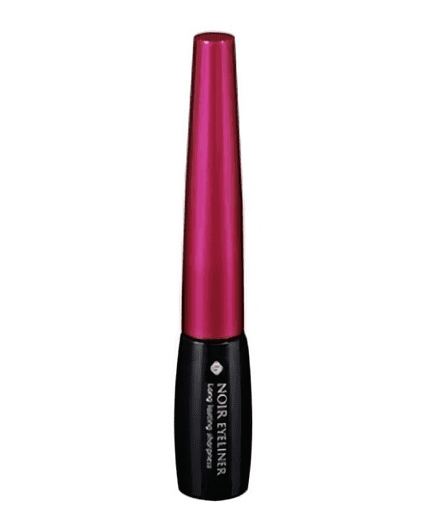 A pink and black eyeliner stick on top of a white background.
