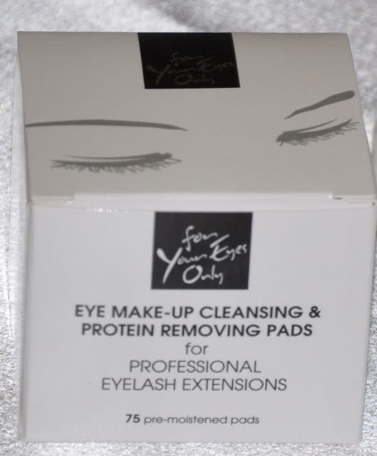 A box of eye make up cleansing pads for professional eyelash extensions.