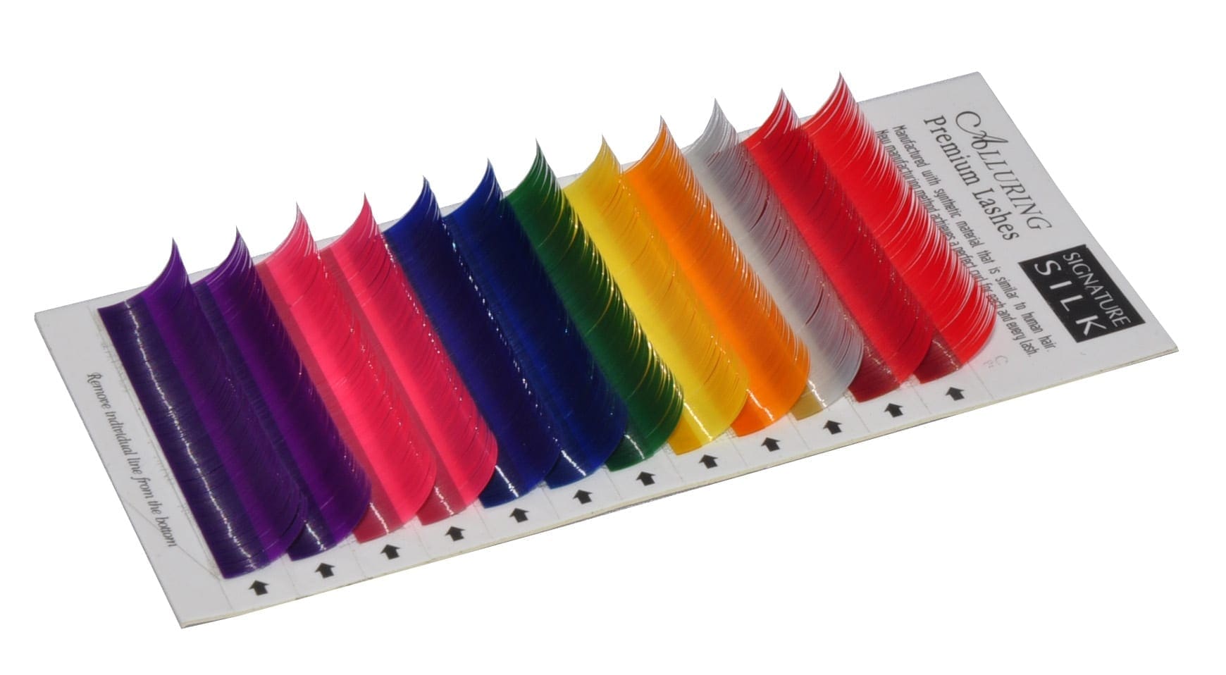 A row of different colored papers on top of a rack.