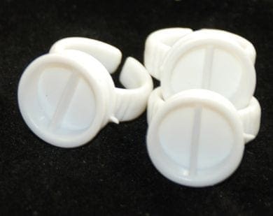 A close up of some white plastic rings