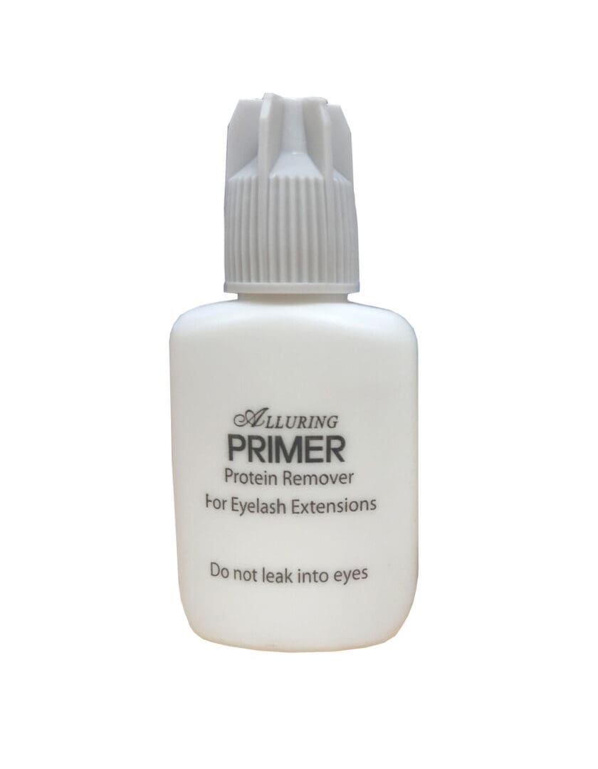A bottle of primer for eyelash extensions.