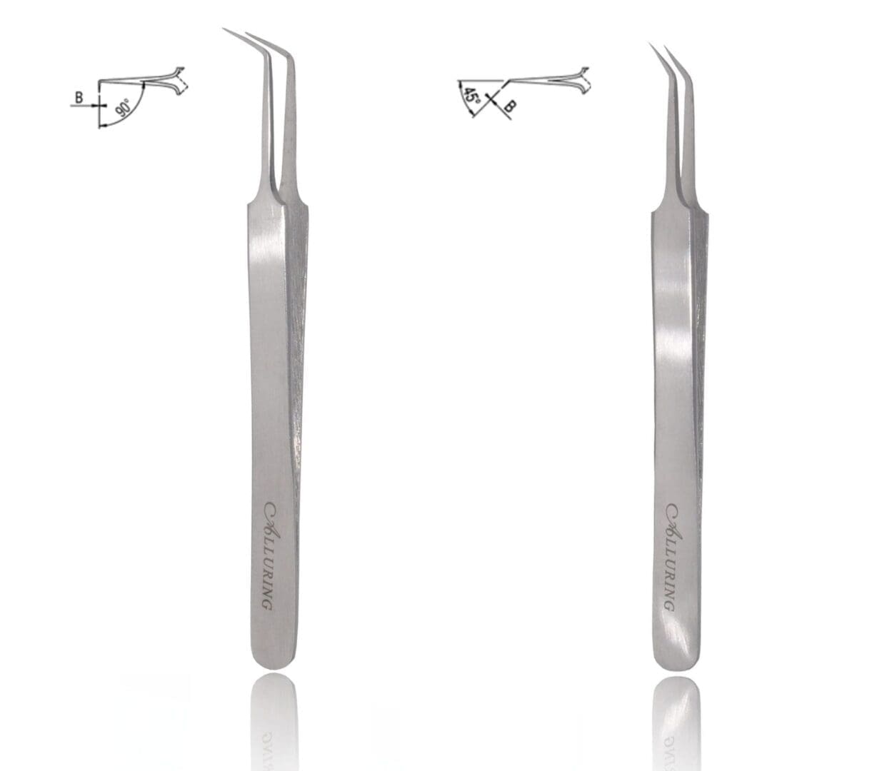 A pair of tweezers with one being the same size.