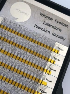 A close up of the length and volume eyelash extensions