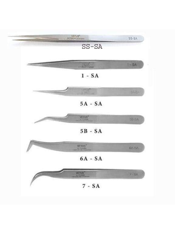 Different kinds of silver tweezers