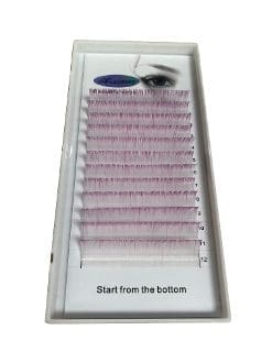 A box of individual lashes with pink color