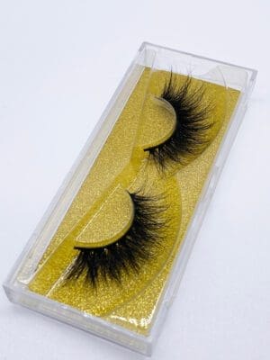 A pair of fake eyelashes in a box.