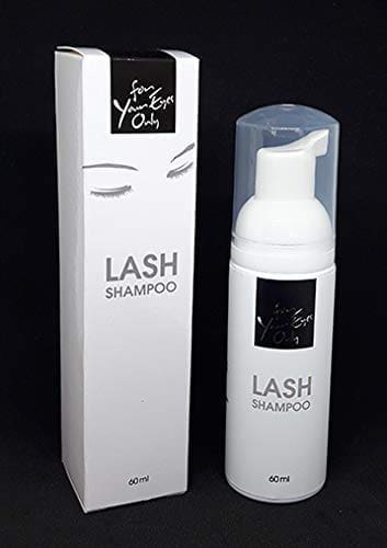 A bottle of lash shampoo in its box.
